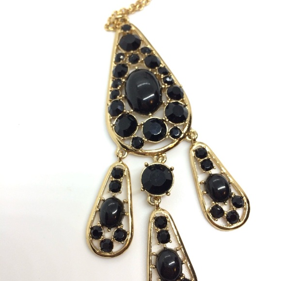 KATE SPADE NEW YORK GOLD TONE BLACK TEARDROP PENDANT NECKLACE WITH POUCH - Picture 7 of 12